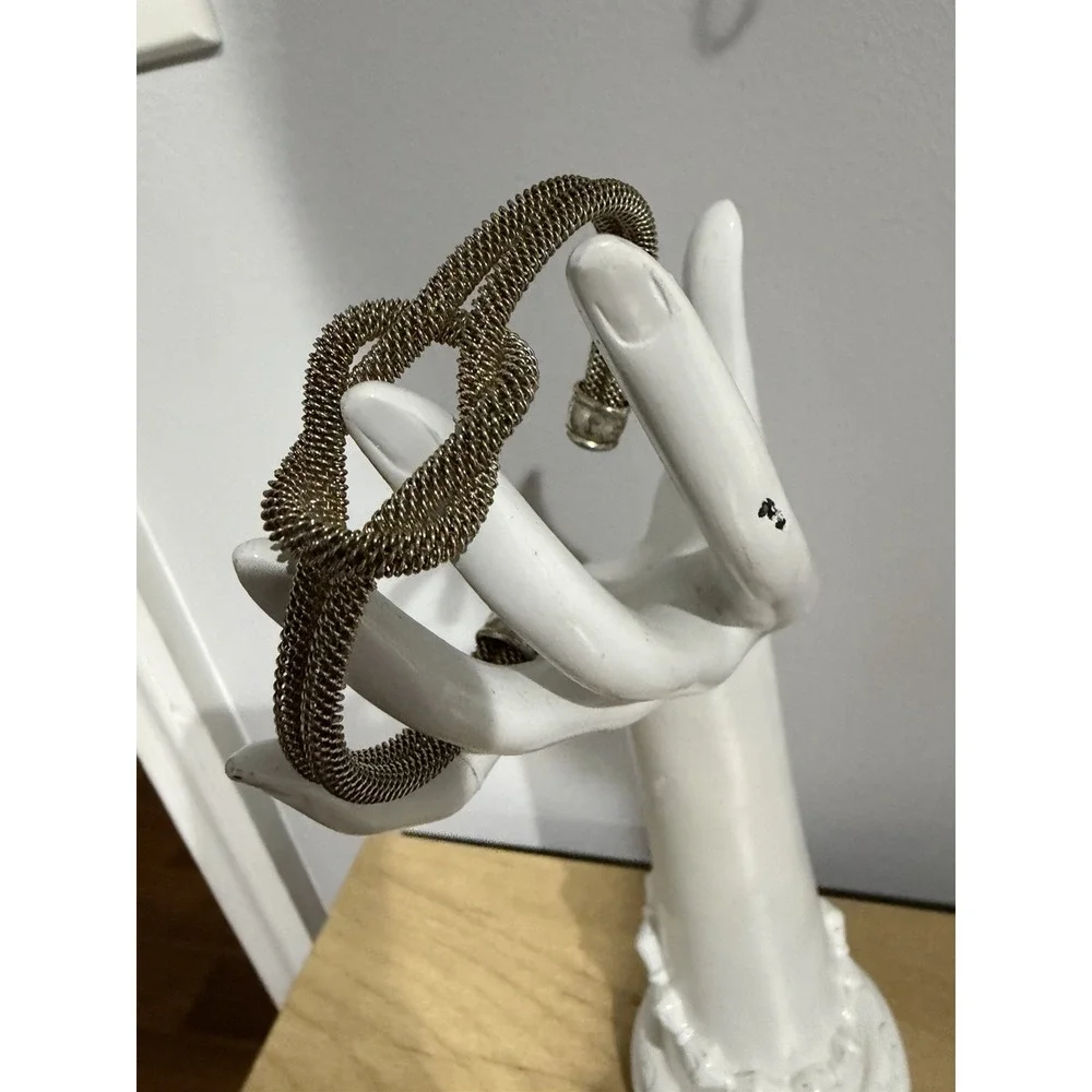FLEXIBLE STERLING SILVER 925 MESH KNOT CUFF BRACELET 7